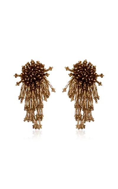 Oscar De La Renta Long Tassel Earrings In Brown