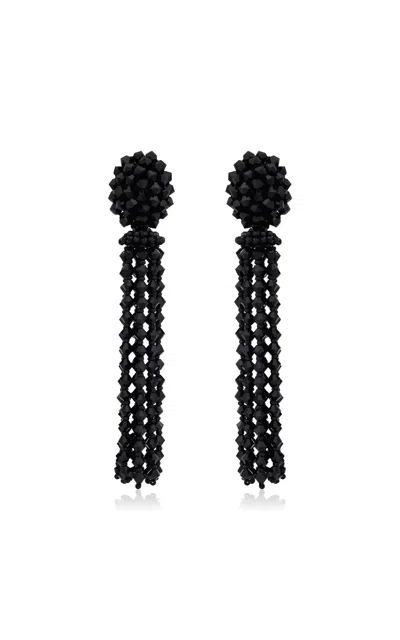 Oscar De La Renta Long Tassel Earrings In Black