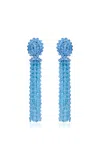 Oscar De La Renta Long Tassel Earrings In Blue