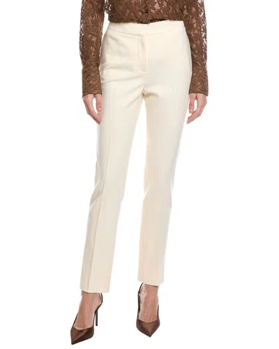 Oscar De La Renta Long Wool-blend Skinny Pant In Neutral