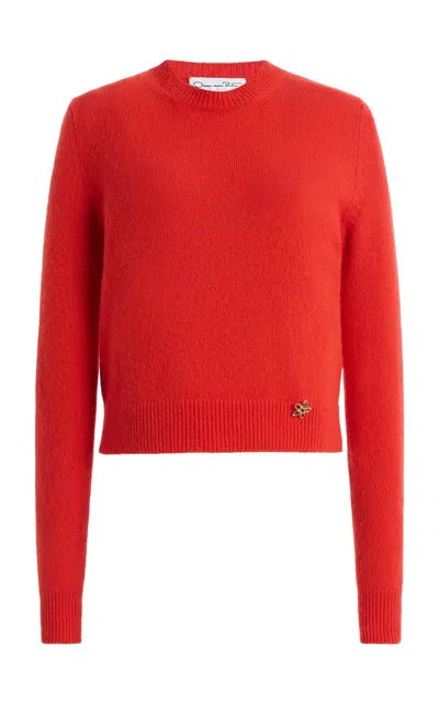 Oscar De La Renta Long-sleeve Cashmere Sweater In Red