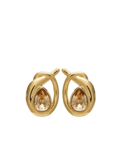 Oscar De La Renta Looped Crystal-embellished Earrings In Gold