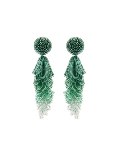 Oscar De La Renta Looped Tassel Clip-on Earrings In Green