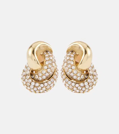 Oscar De La Renta Love Knot 2.0 Embellished Clip-on Earrings In Gold