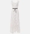 OSCAR DE LA RENTA MARBLED CARNATION GUIPURE LACE BUSTIER GOWN