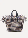 Oscar De La Renta Medium Raffia Crochet Square Tote