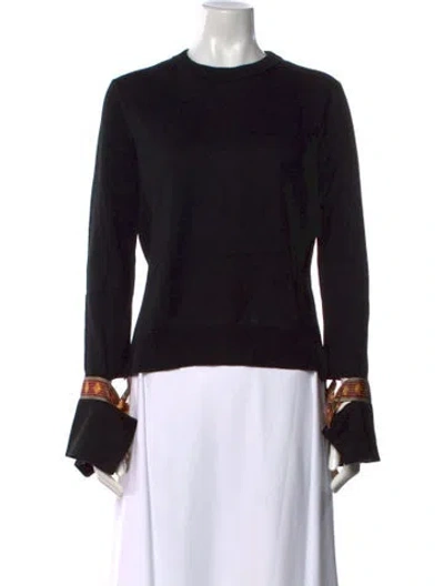 Pre-owned Oscar De La Renta Merino Wool Crew Neck Sweater In Blue