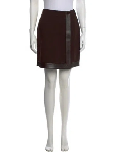 Pre-owned Oscar De La Renta Merino Wool Mini Skirt In Brown