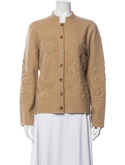 Pre-owned Oscar De La Renta Merino Wool Patterned Sweater In Neutrals