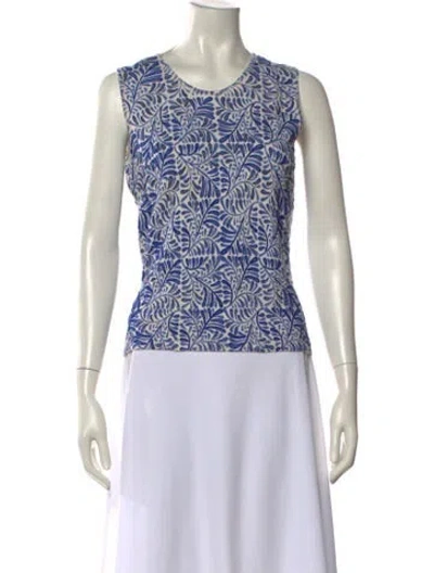 Pre-owned Oscar De La Renta Merino Wool Printed Sweater In Multi