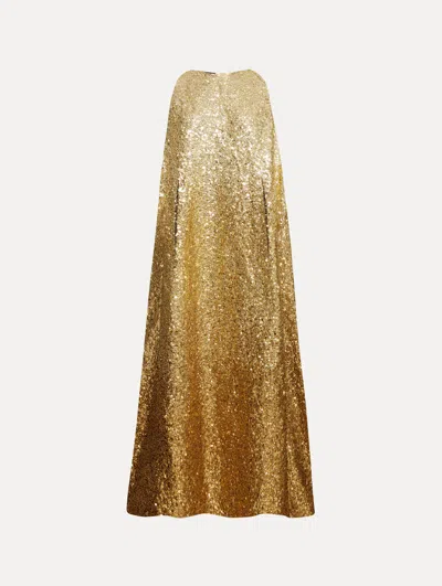 Oscar De La Renta Metallic Ombr Sequin Embroidered Caftan