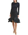 Oscar De La Renta Metallic Orchid Jacquard Cocktail Dress In Multi