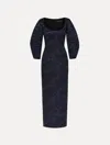 Oscar De La Renta Metallic Orchid Jacquard Colum Gown