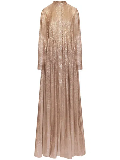 Oscar De La Renta Hemdkleid Im Metallic-look In Rosa