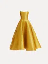 Oscar De La Renta Metallic Threadwork Cocktail Dress In Yellow