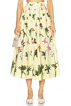 Oscar De La Renta Orchid Poplin Circle Skirt In Yellow Multi