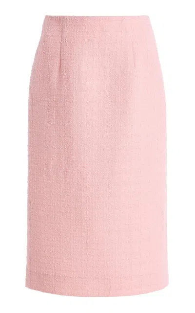 Oscar De La Renta Mid-rise Wool-blend Tweed Knee-length Skirt In Pink