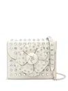 Oscar De La Renta Crystal Stud Shoulder Bag In White