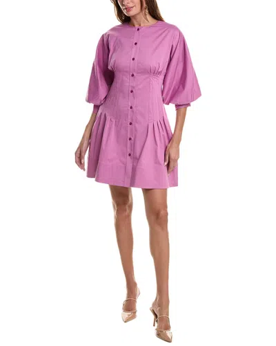 Oscar De La Renta Pintucked Cotton-blend Poplin Mini Dress In Purple