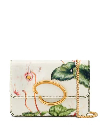 Oscar De La Renta Mini Floral-print Clutch Bag In White