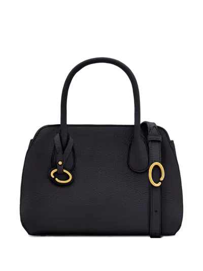 Oscar De La Renta Pebbled Leather Top Handle Bag In Black