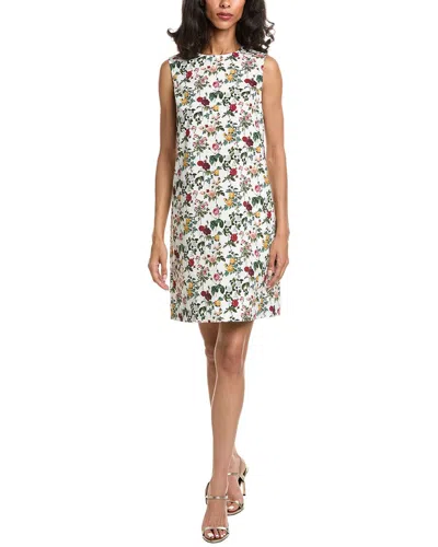 Oscar De La Renta Mini Rose Poplin Shift Dress In White