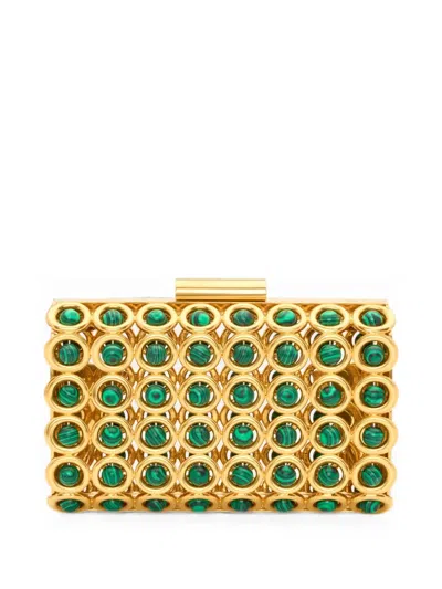 Oscar De La Renta Mini Saturn Malachite-embellished Cage-style Clutch Bag In Multi