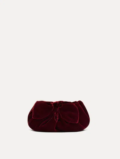 Oscar De La Renta Mini Velvet Bow Clutch In Blue
