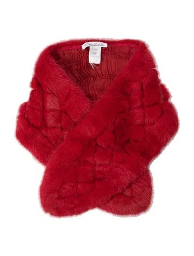 Pre-owned Oscar De La Renta Mink Scarf In Red