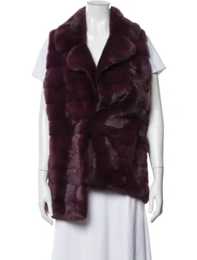 Pre-owned Oscar De La Renta Mink Vest In Purple