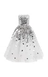 Oscar De La Renta Mirror-mosaic Tulle Midi Dress In Ivory