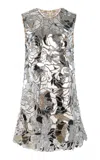 Oscar De La Renta Mirror-mosaic Tulle Mini Dress In Silver