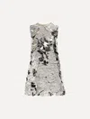 Oscar De La Renta Sleeveless Illusion Tulle Shift Dress In Metallic