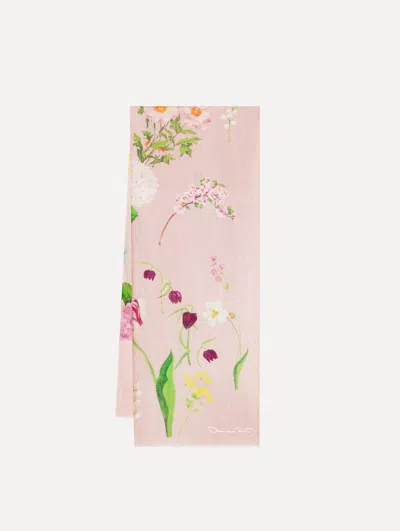 Oscar De La Renta Mixed Botanical Scarf In Pink