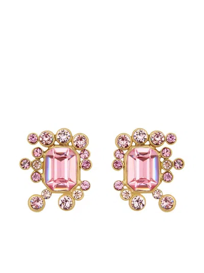 Oscar De La Renta Mixed-crystal Cluster Earrings In Gold