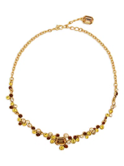 Oscar De La Renta Mixed-crystal Cluster Necklace In Gold