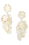 Oscar De La Renta Mixed Petals Drop Earrings In Ivory