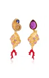 Oscar De La Renta Mixed Shells Drop Earrings In Gold