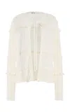 Oscar De La Renta Mixed-stitch Silk-cotton Cardigan In Neutral