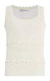 Oscar De La Renta Mixed-stitch Silk-cotton Tank Top In Neutral