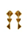 Oscar De La Renta Oval And Triangle Tile Drop Earrings In Gold