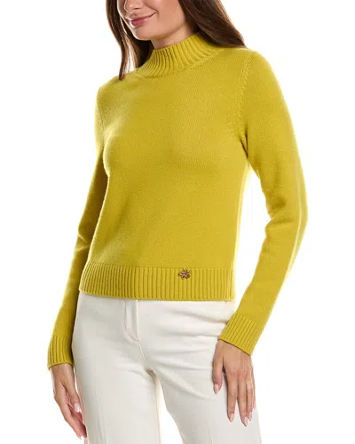 Oscar De La Renta Mock Neck Cashmere Sweater In Yellow