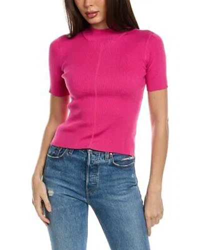 Pre-owned Oscar De La Renta Mock Neck Ribbed Silk-blend Pullover Women's Pink S