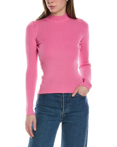 Oscar De La Renta Mock Neck Silk-blend Sweater In Pink