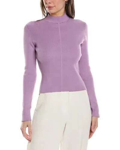 Pre-owned Oscar De La Renta Mock Neck Silk-blend Sweater Women's In Purple