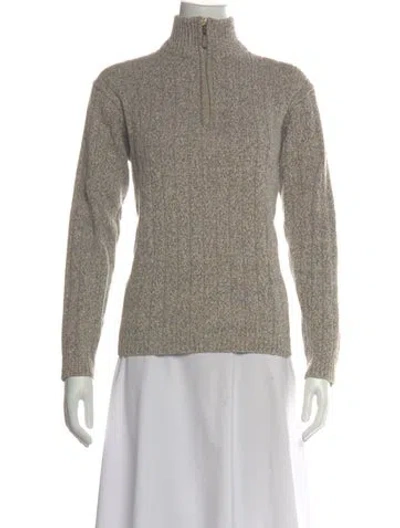 Pre-owned Oscar De La Renta Mock Neck Sweater In Neutrals