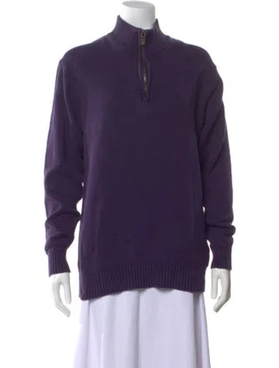 Pre-owned Oscar De La Renta Mock Neck Sweater In Purple