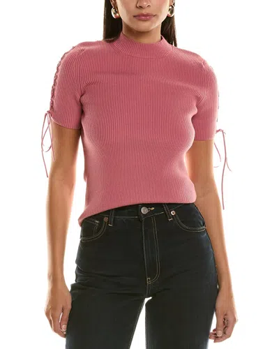 Oscar De La Renta Ribbed Wool-blend Top In Antique Rose