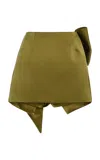 Oscar De La Renta Satin Draped Mini Skort In Multi
