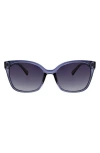 Oscar De La Renta Modern 54mm Square Butterfly Polarized Sunglasses In Blue Crystal